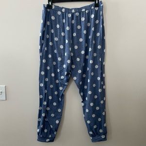 blue and white polka dot pajama pants, 2X